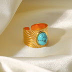 Anillo Sol Turquesa | Dorado