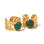 Anillo verde con Espigas | Dorado