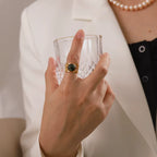 Anillo verde con Espigas | Dorado