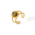 Anillo Elegante Piedra Natural Verde | Dorado