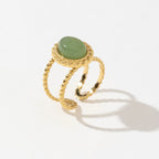 Anillo Elegante Piedra Natural Verde Claro | Dorado