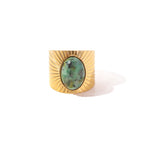 Anillo Piedra Verde Oscuro | Dorado
