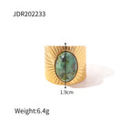 Anillo Piedra Verde Oscuro | Dorado
