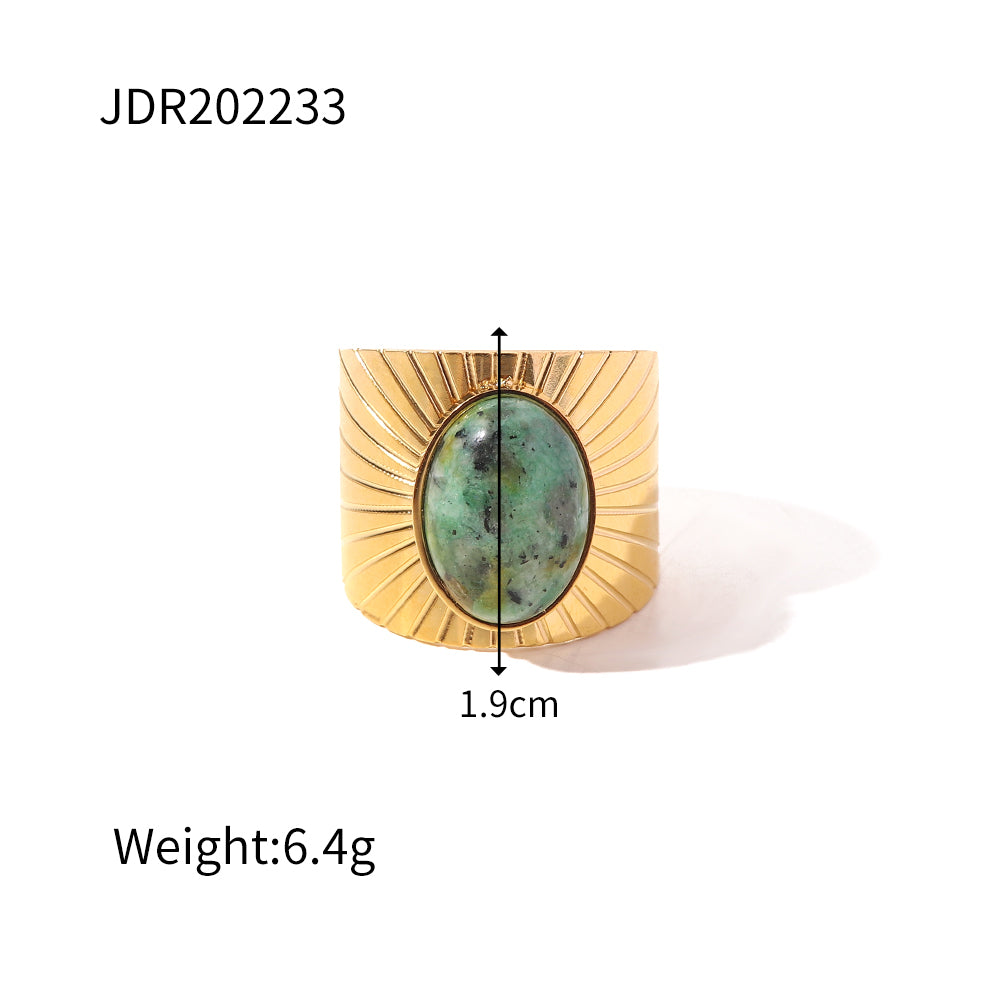 Anillo Piedra Verde Oscuro | Dorado