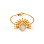 Anillo Medio Sol Piedra Blanca | Dorado