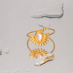 Anillo Medio Sol Piedra Blanca | Dorado