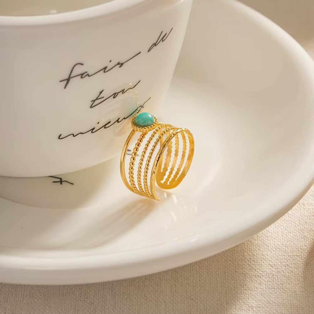 Anillo Corona Verde | Dorado