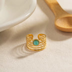 Anillo Corona Verde | Dorado