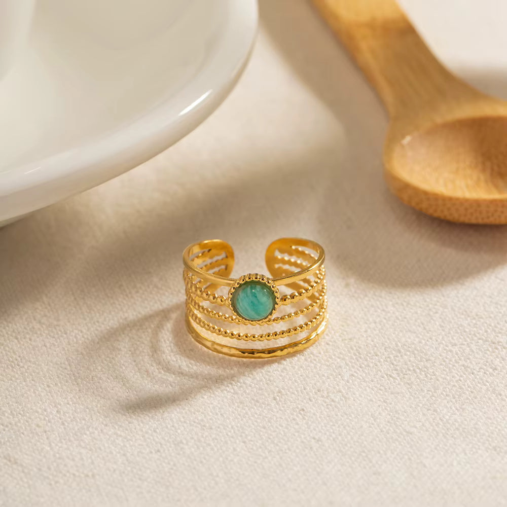 Anillo Corona Verde | Dorado