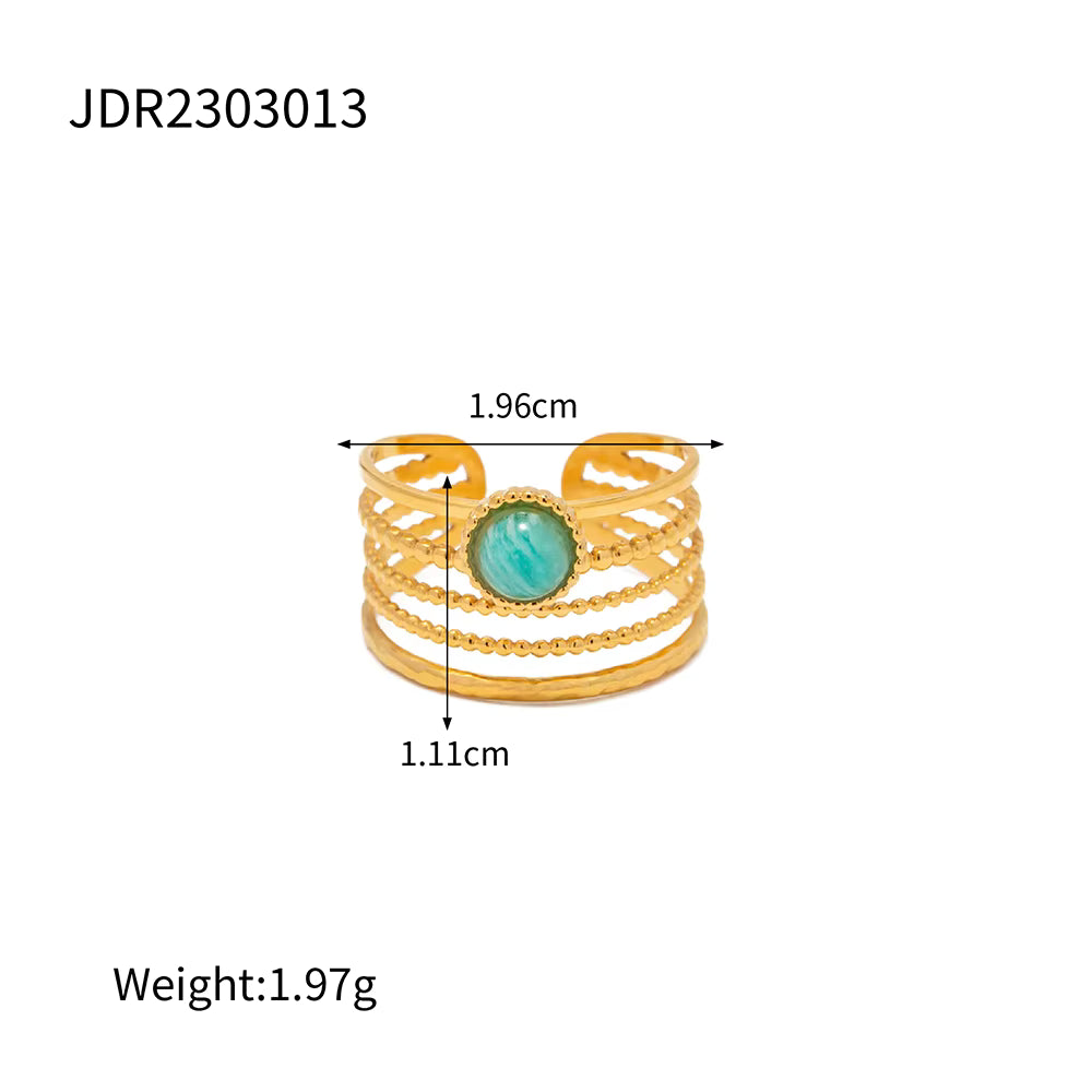 Anillo Corona Verde | Dorado