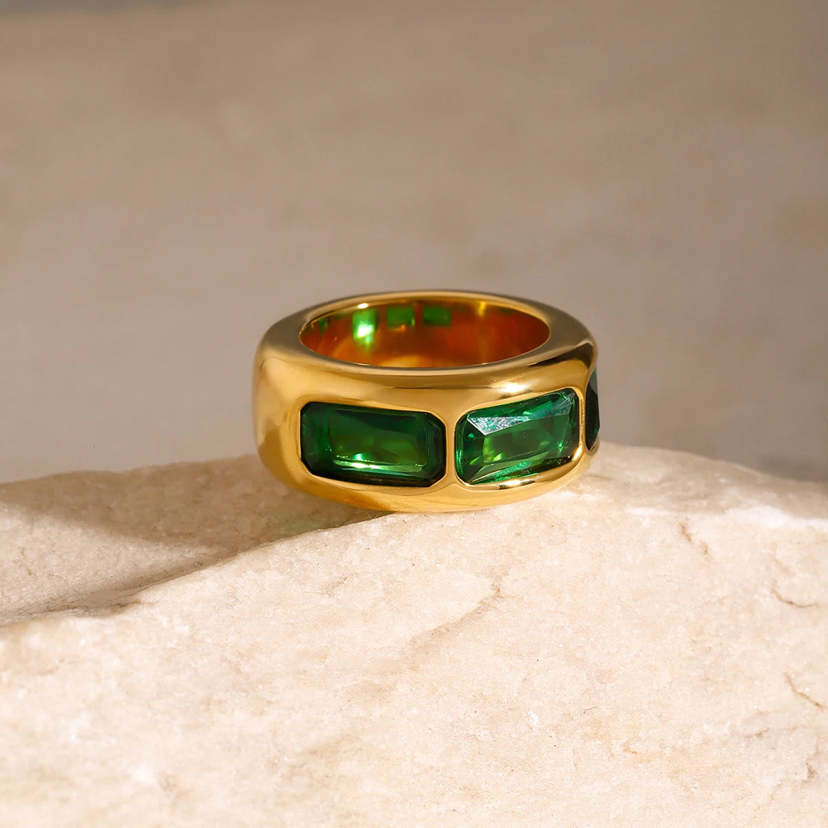 Anillos Gruesos Brillos Elegantes | Dorado