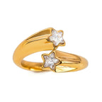 Anillo Dos Estrellas Brillantes | Dorado