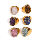 Anillos Grandes con Piedras Naturales | Dorado