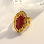 Anillo Centro Oval Rojo | Dorado