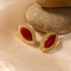 Anillo Centro Oval Rojo | Dorado