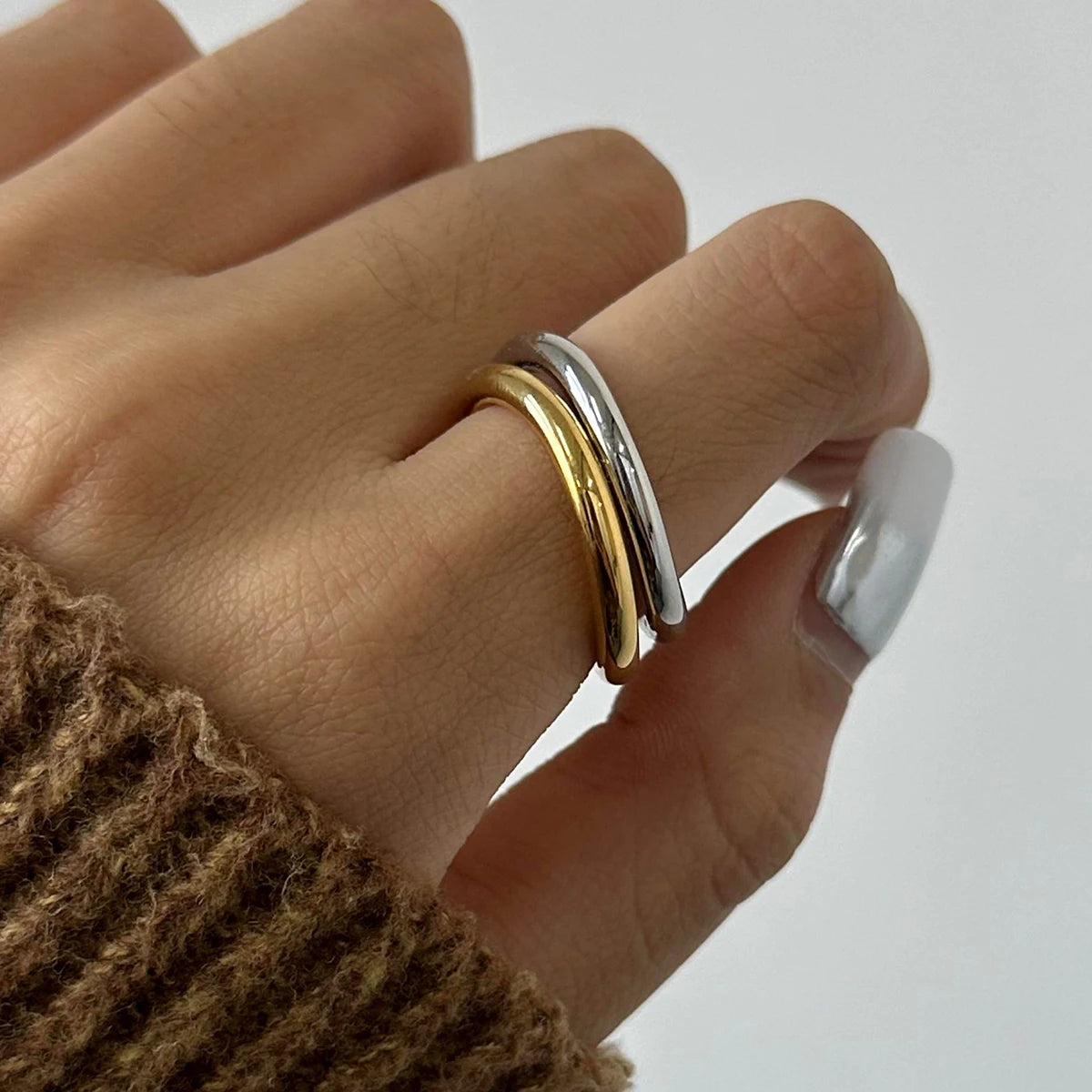 Anillo Minimalista Onda Fluida | Bicolor