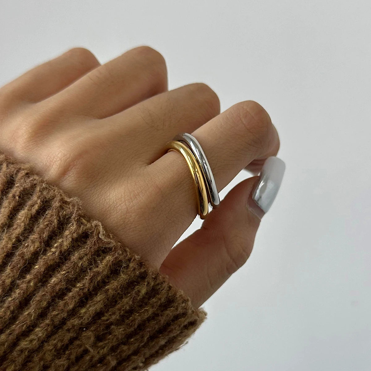 Anillo Minimalista Onda Fluida | Bicolor