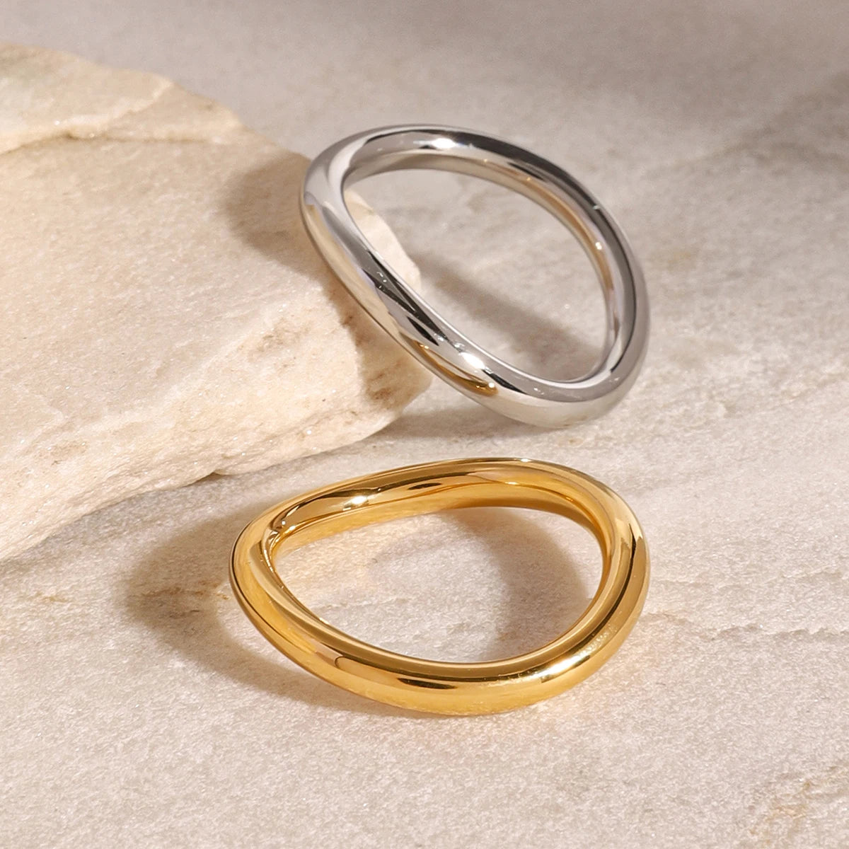 Anillo Minimalista Onda Fluida | Bicolor