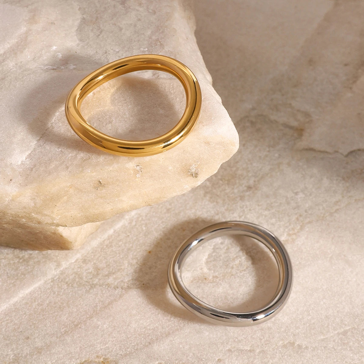 Anillo Minimalista Onda Fluida | Bicolor