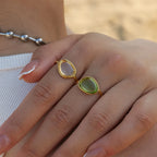 Anillos Lentes Minimalista (Verde/Transparente) | Dorado