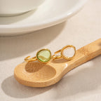 Anillos Lentes Minimalista (Verde/Transparente) | Dorado