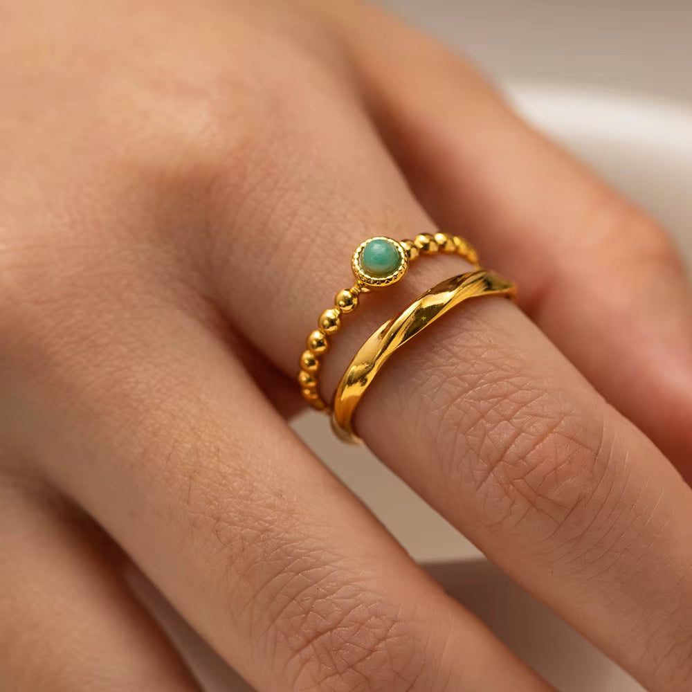 Anillo Punto Verde | Dorado