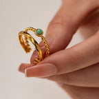Anillo Punto Verde | Dorado