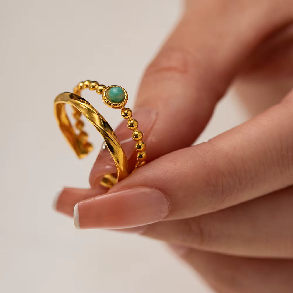 Anillo Punto Verde | Dorado