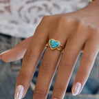 Anillo Corazon Turquesa | Dorado