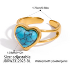 Anillo Corazon Turquesa | Dorado