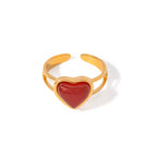 Anillo de Ágata Roja Lisa | Dorado