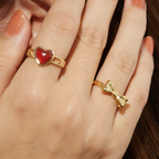 Anillo de Ágata Roja Lisa | Dorado