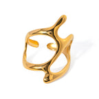 Anillo Geometric Curvas Abstracto | Dorado