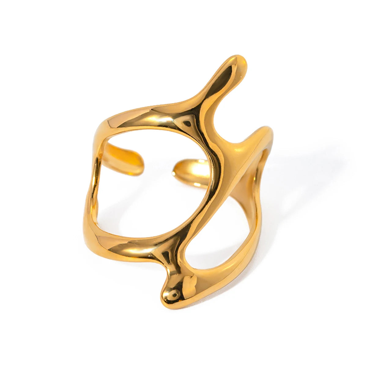 Anillo Geometric Curvas Abstracto | Dorado