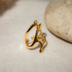 Anillo Geometric Curvas Abstracto | Dorado