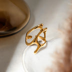 Anillo Geometric Curvas Abstracto | Dorado