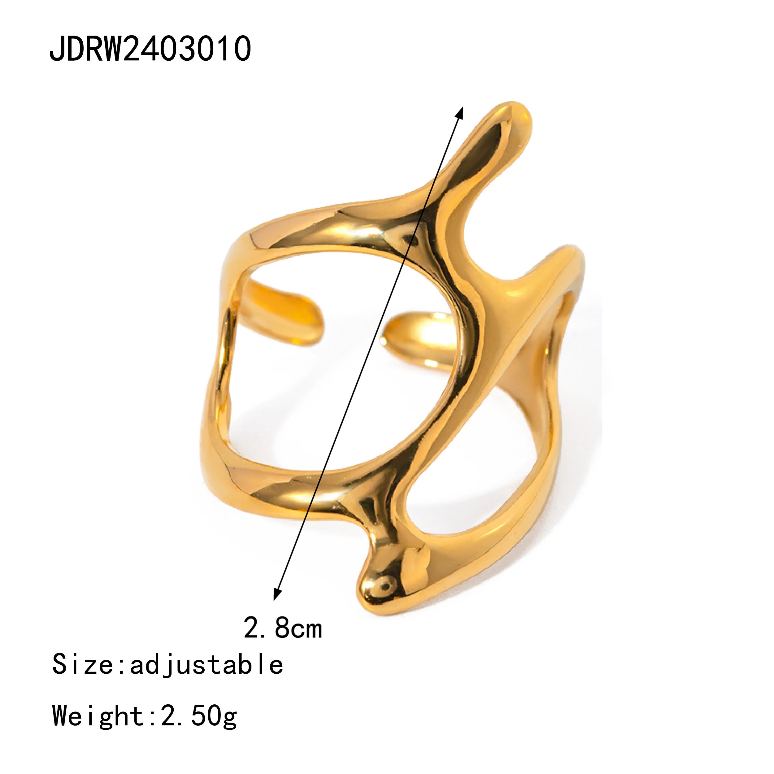 Anillo Geometric Curvas Abstracto | Dorado