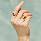 Anillo Geometric Curvas | Dorado