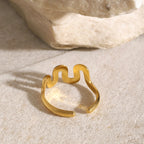 Anillo Geometric Curvas | Dorado