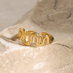 Anillo Geometric Curvas | Dorado