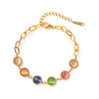 Pulsera ópalos de colores | Dorado