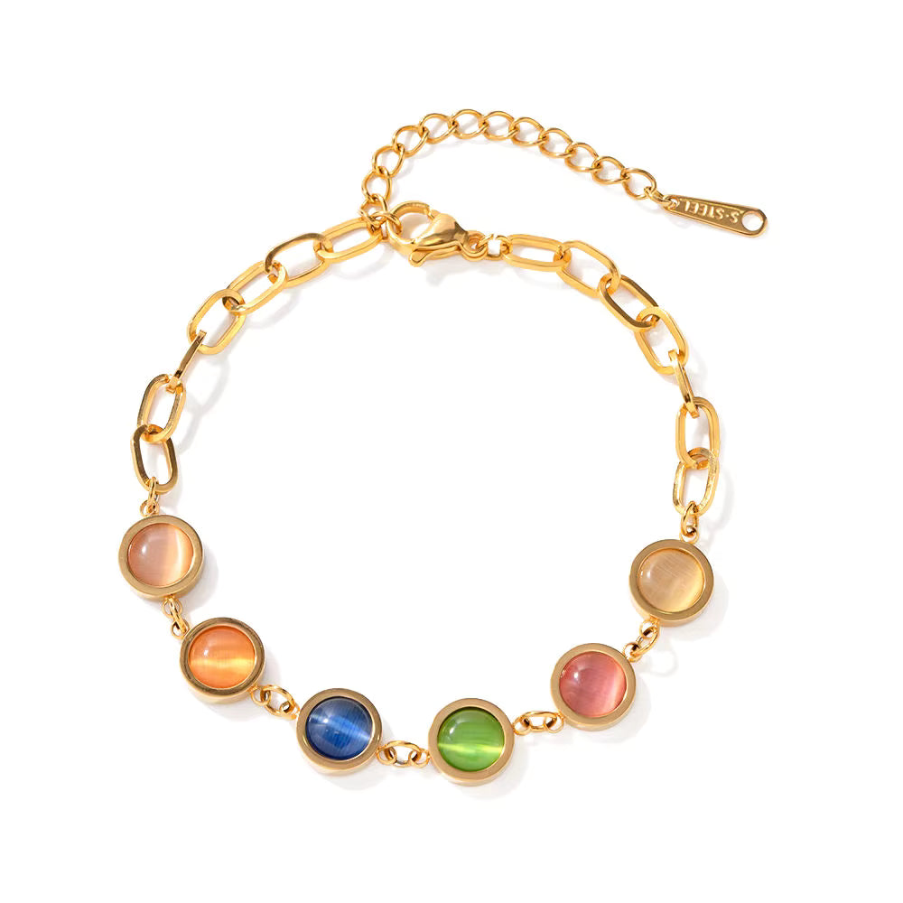 Pulsera ópalos de colores | Dorado