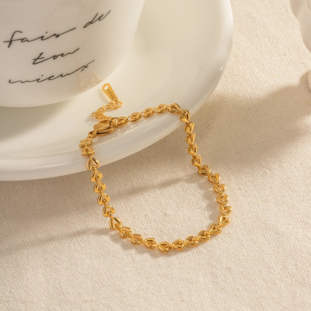 Pulseras con Forma de Corazón Mini | Dorado y Plateado