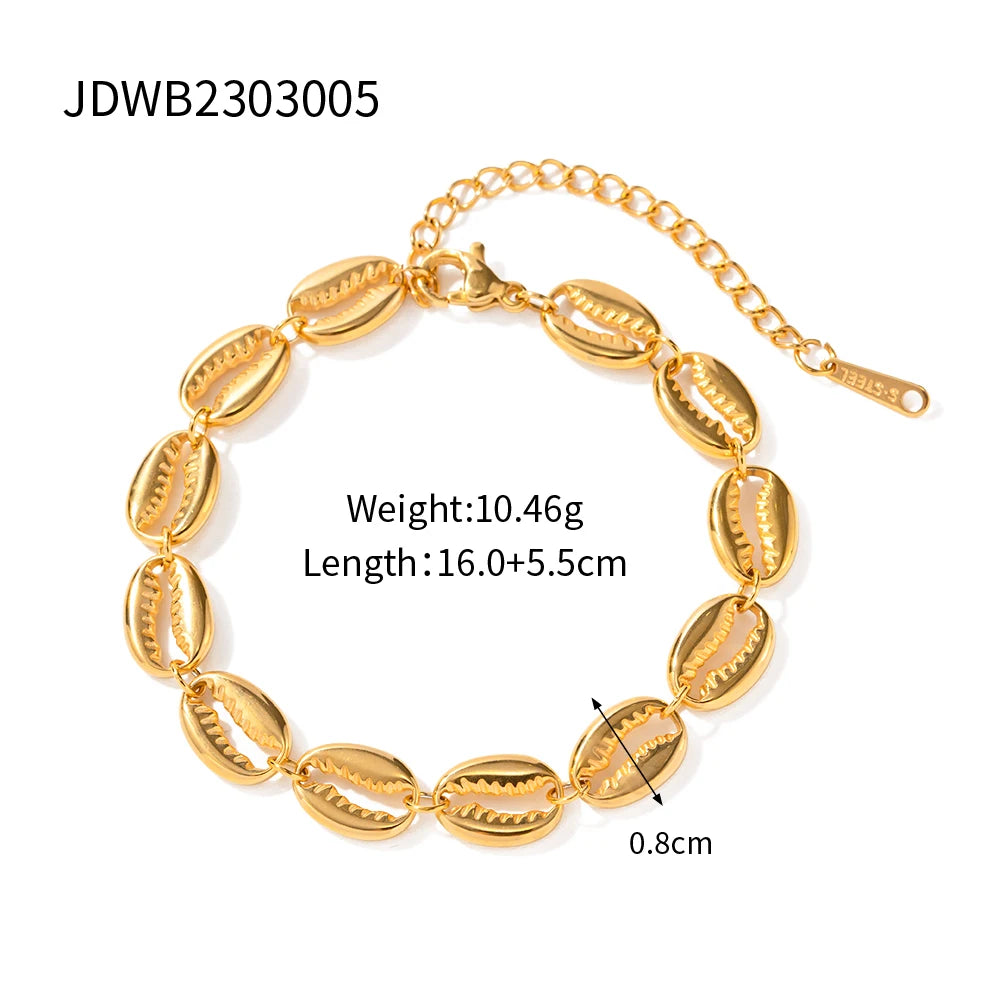 Pulsera con Conchas Marinas Cauri | Dorado