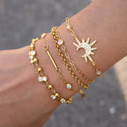 Pulsera Cadena Eslabones con Brillantes | Dorado