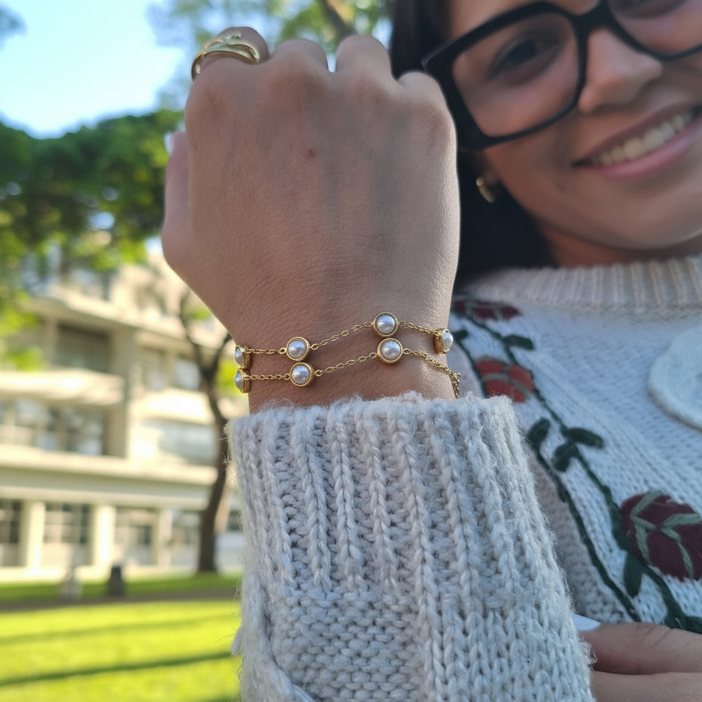 Pulsera Punto Perlado | Dorado