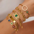 Pulsera Placa Punto Verde | Dorado