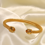 Pulsera Rigida Circular Brown | Dorado