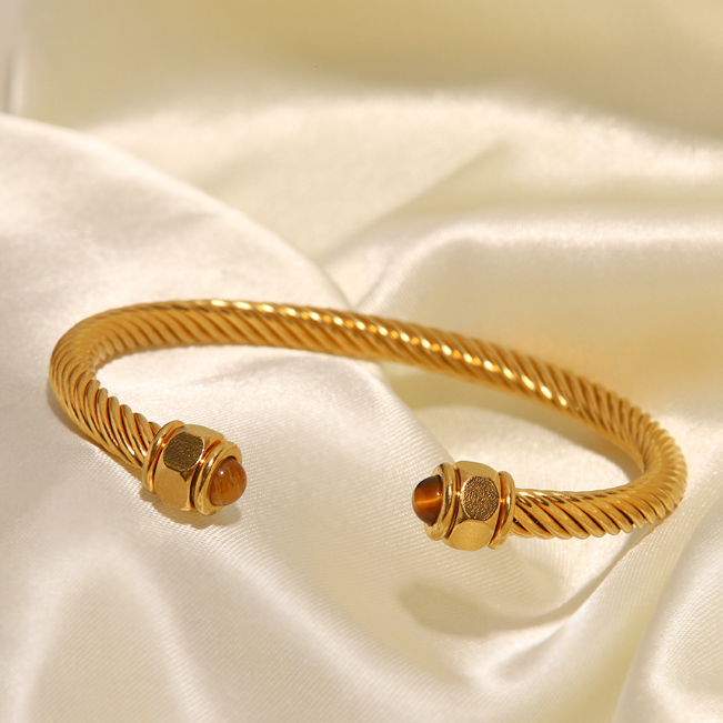 Pulsera Rigida Circular Brown | Dorado