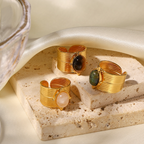 Anillo Sol Oval Verde | Dorado